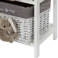 Kinder Wohnen Kommode mit 3 Körben mit Plüsch Elefanten in Grau - Lusiana