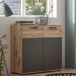 Wohnen Graue Möbel|Küchenschränke*Kommode mit Doppeltür 80x87x40 cm - Lucios