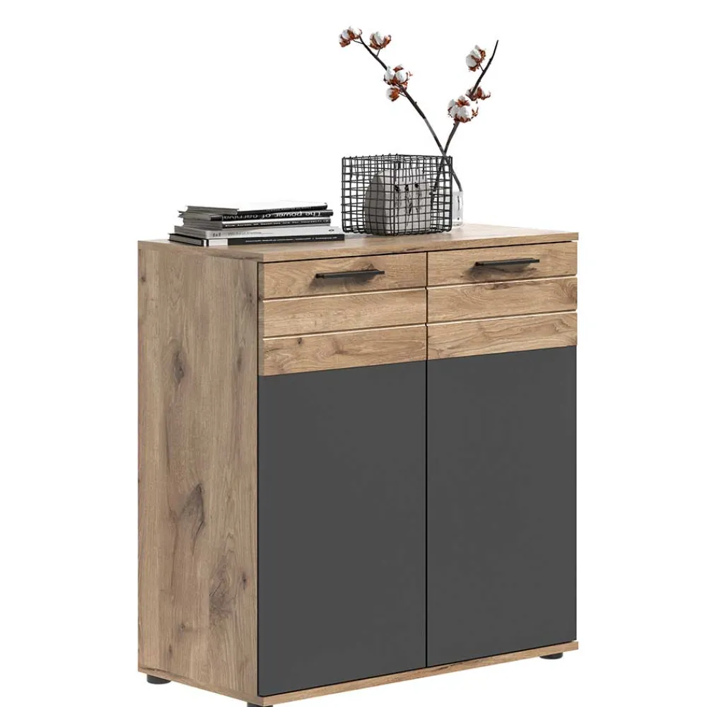 Wohnen Graue Möbel|Küchenschränke*Kommode mit Doppeltür 80x87x40 cm - Lucios