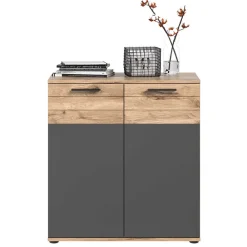 Wohnen Graue Möbel|Küchenschränke*Kommode mit Doppeltür 80x87x40 cm - Lucios