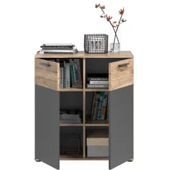 Wohnen Graue Möbel|Küchenschränke*Kommode mit Doppeltür 80x87x40 cm - Lucios