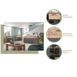 Wohnen Graue Möbel|Küchenschränke*Kommode mit Doppeltür 80x87x40 cm - Lucios