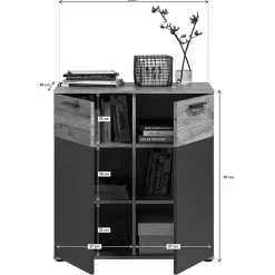Wohnen Graue Möbel|Küchenschränke*Kommode mit Doppeltür 80x87x40 cm - Lucios