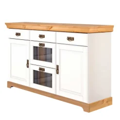 Wohnen Kommode mit Glas in Weiß & Honig - Brasivon