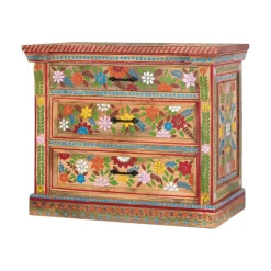 Wohnen Kommode mit Mustern Blumen und Pfau - Hectos