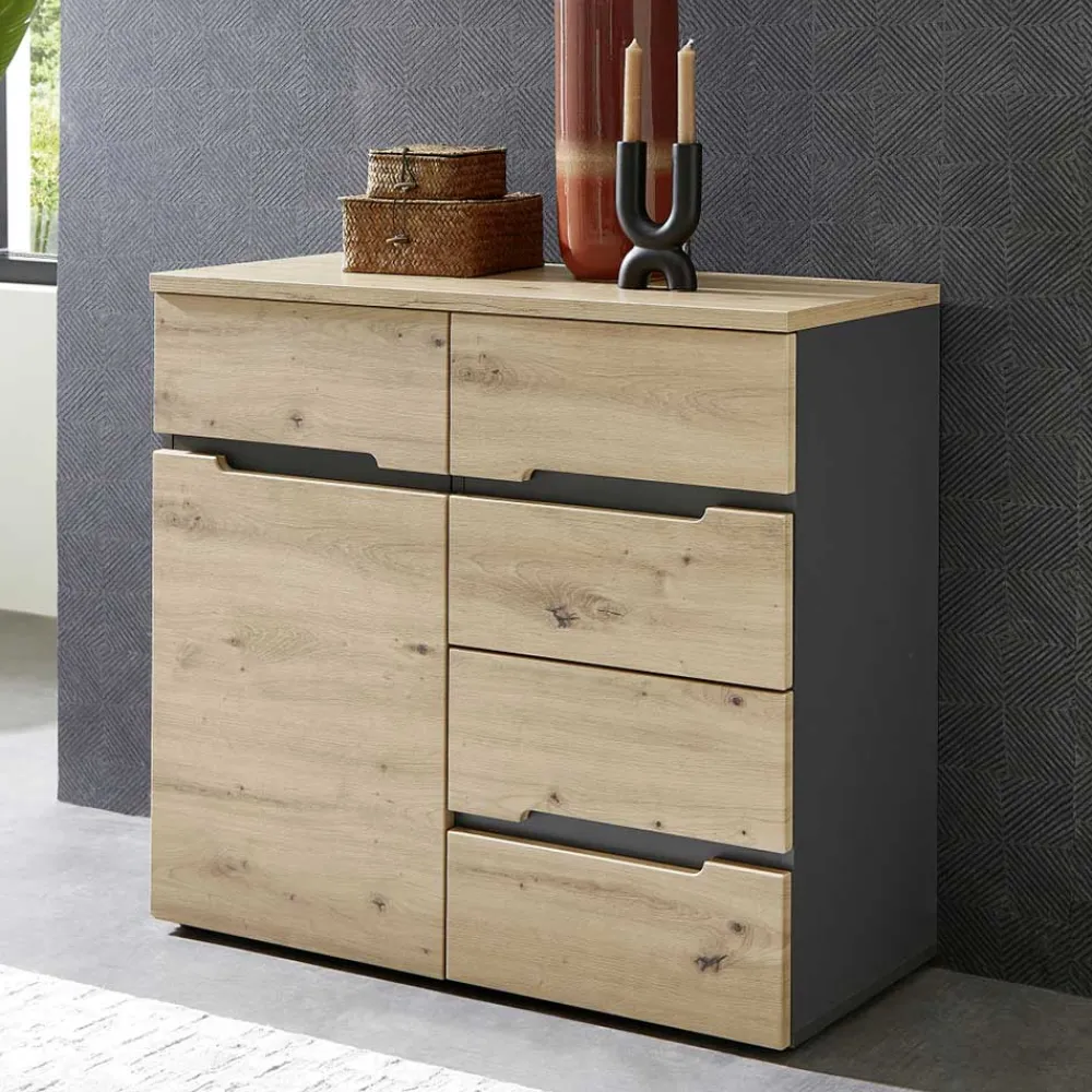 Wohnen Kommode mit vier Schubladen & Tür - Kuetra I