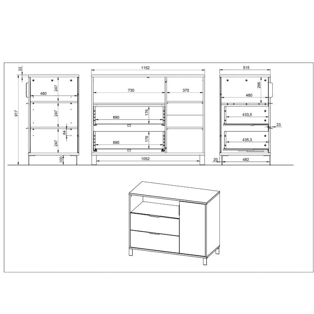 Wohnen Kinderkommoden|Kindermöbel*Kommode Wickelkommode in Hellgrau - Afilon