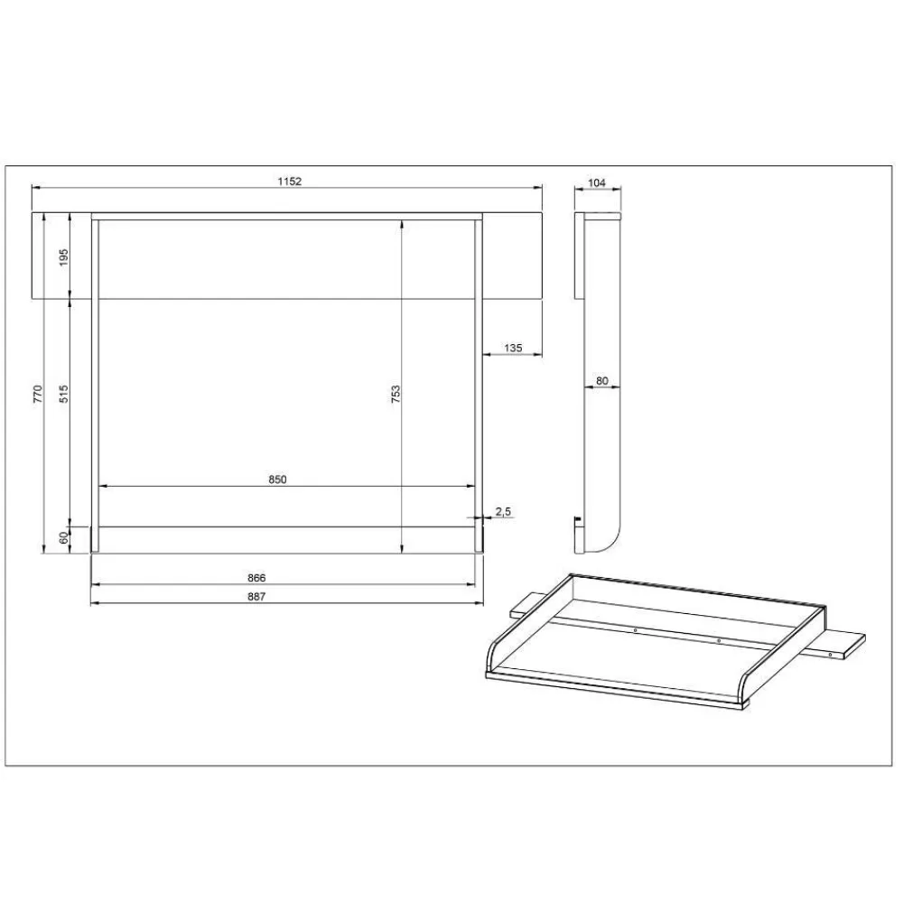 Wohnen Kinderkommoden|Kindermöbel*Kommode Wickelkommode in Hellgrau - Afilon