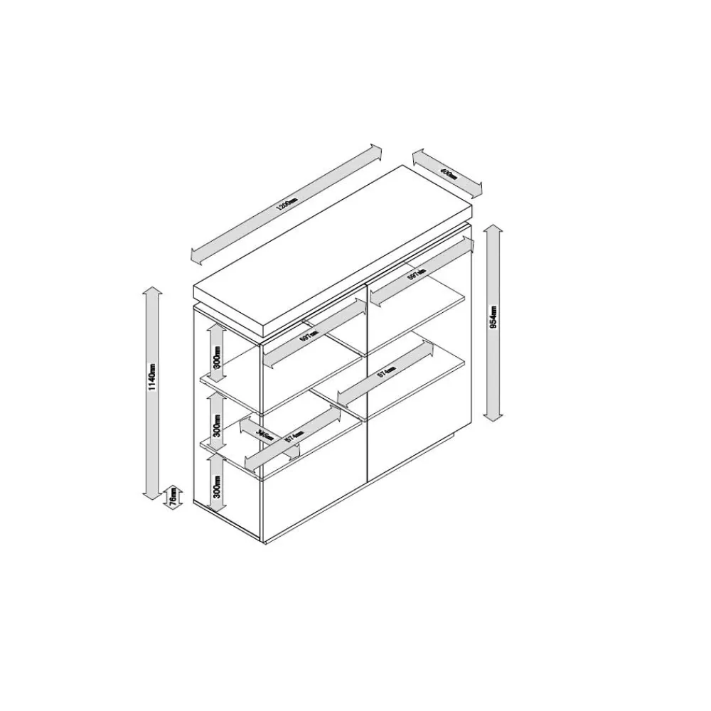 Wohnen Kommode Zelda mit LED Beleuchtung