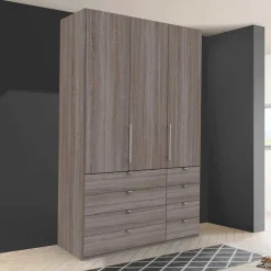 Wohnen Kompakt Kleiderschrank in Holzoptik Eiche dunkel - Crenba