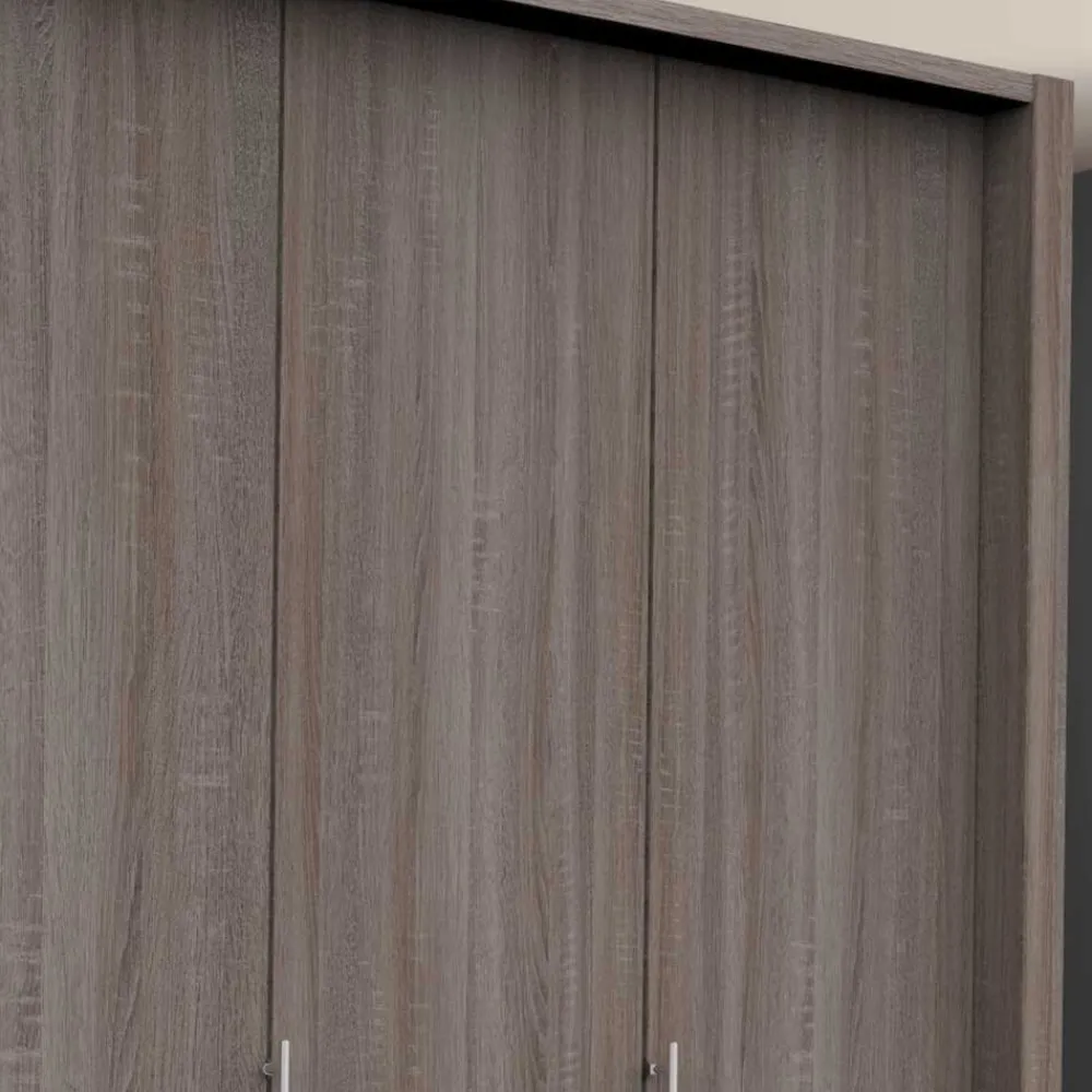 Wohnen Kompakt Kleiderschrank in Holzoptik Eiche dunkel - Crenba