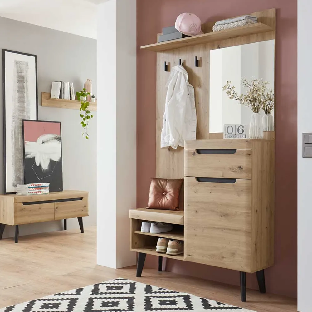 Wohnen Kompakte Garderobe im Skandi Design - Olcian