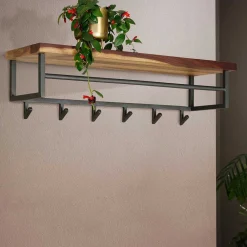 Wohnen Graue Möbel|Braune Möbel*Kompakte Wandgarderobe aus Nussbaum massiv - Ilona