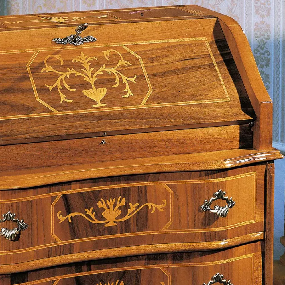 Wohnen Kompakter Schreibsekretär in Nussbaum Agosto im Barockstil