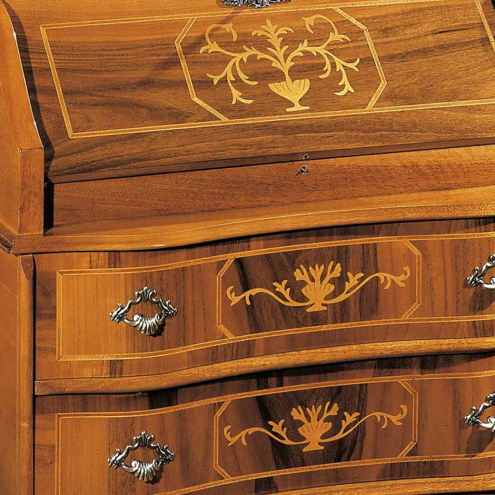 Wohnen Kompakter Schreibsekretär in Nussbaum Agosto im Barockstil