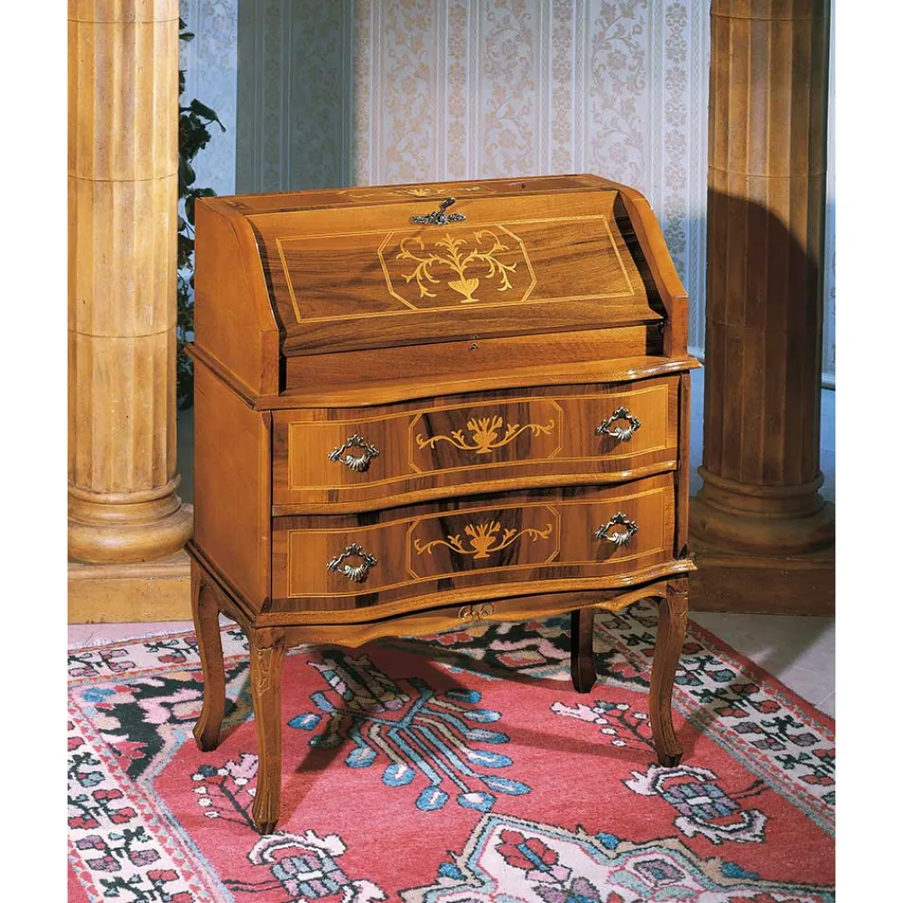 Wohnen Kompakter Schreibsekretär in Nussbaum Agosto im Barockstil