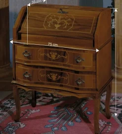 Wohnen Kompakter Schreibsekretär in Nussbaum Agosto im Barockstil