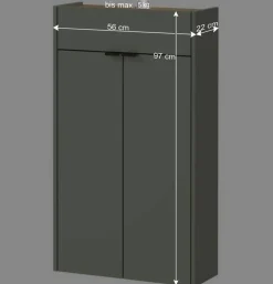 Wohnen Garderoben|Garderoben*Kompaktes Dielenmöbel Set in Graugrün - Point (dreiteilig)