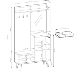 Wohnen Garderoben|Garderoben*Kompakt-Garderobe in Eiche Optik und Graugrün - Oliva