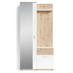 Wohnen Garderoben|Garderoben*Kompaktgarderobe in Weiß und Wildeiche Optik - Yumagno