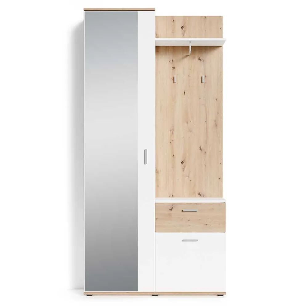 Wohnen Garderoben|Garderoben*Kompaktgarderobe in Weiß und Wildeiche Optik - Yumagno