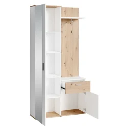 Wohnen Garderoben|Garderoben*Kompaktgarderobe in Weiß und Wildeiche Optik - Yumagno