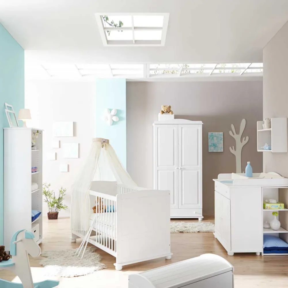 Wohnen Babyzimmer Komplett|Babyzimmermöbel*Komplett Babyzimmer Narcisso in Weiß (fünfteilig)