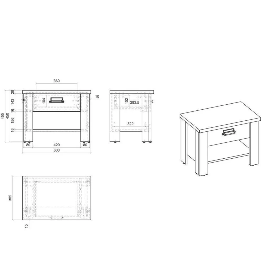 Wohnen Schlafzimmer Komplett*Komplett Schlafzimmer mit Einzelbett - Naiavio (vierteilig)