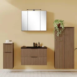 Wohnen Komplett-Badmöbel-Set in Eiche dunkel - Ucaida (vierteilig)