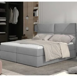 Wohnen Komplettbett mit Samtbezug in Hellgrau - Yusephia