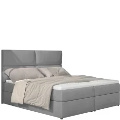 Wohnen Komplettbett mit Samtbezug in Hellgrau - Yusephia