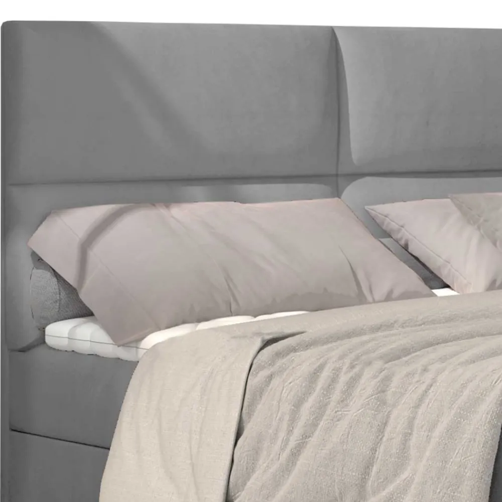 Wohnen Komplettbett mit Samtbezug in Hellgrau - Yusephia