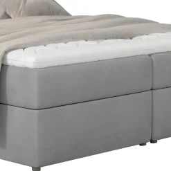 Wohnen Komplettbett mit Samtbezug in Hellgrau - Yusephia