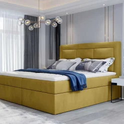 Wohnen Komplettbett mit Samtbezug in Senfgelb - Sestron