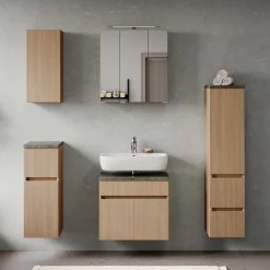 Wohnen Badezimmer Komplett*Kompletteinrichtung Badmöbel Set - Leitha (fünfteilig)