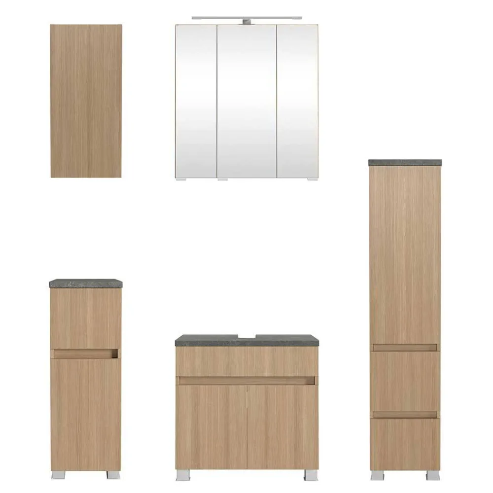 Wohnen Badezimmer Komplett*Kompletteinrichtung Badmöbel Set - Leitha (fünfteilig)