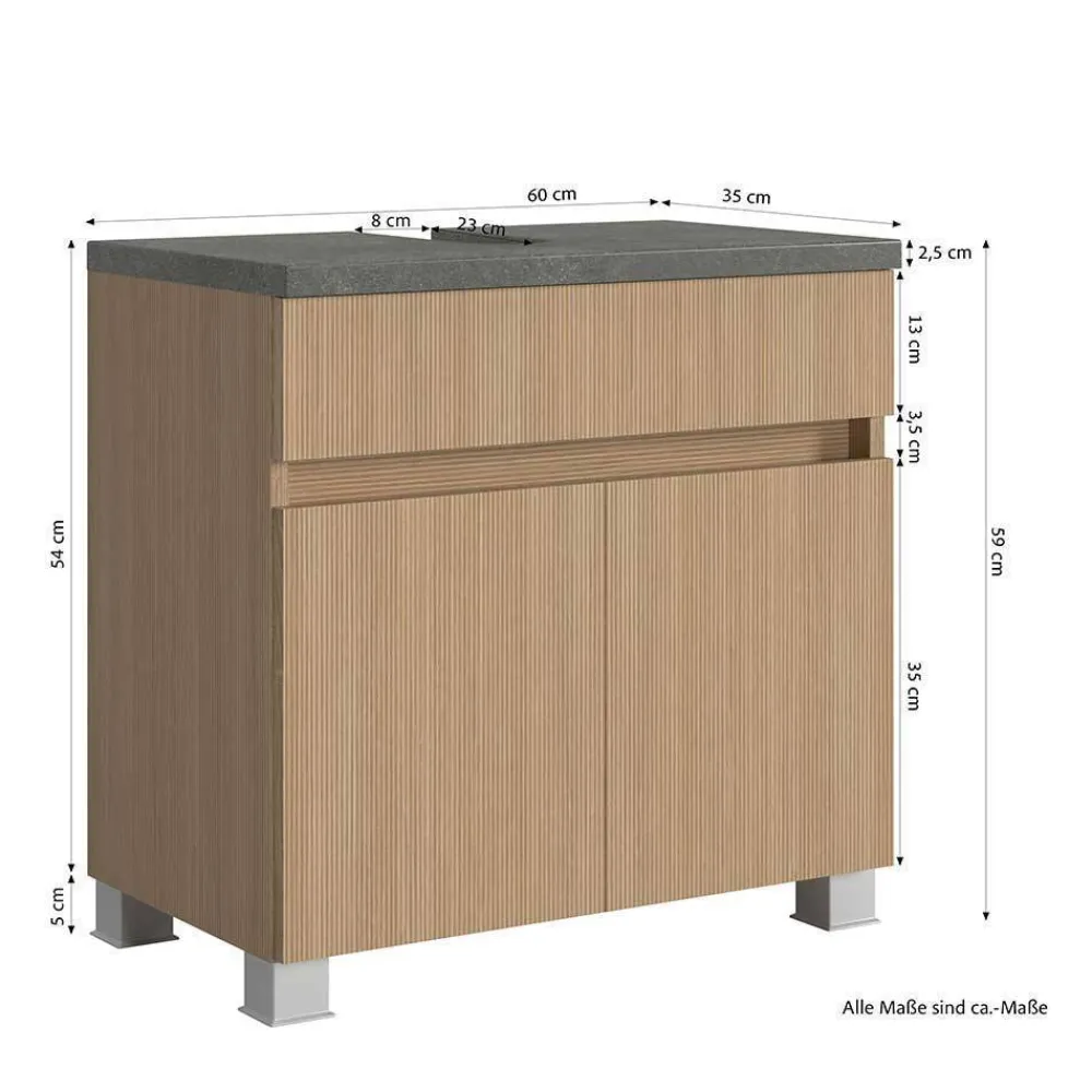 Wohnen Badezimmer Komplett*Kompletteinrichtung Badmöbel Set - Leitha (fünfteilig)