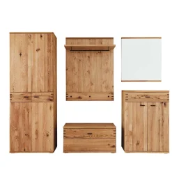 Wohnen Glasmöbel|Diele Komplett*Kompletteinrichtung Diele in Wildeiche - Manaus (fünfteilig)