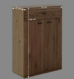 Wohnen Glasmöbel|Diele Komplett*Kompletteinrichtung Diele in Wildeiche - Manaus (fünfteilig)