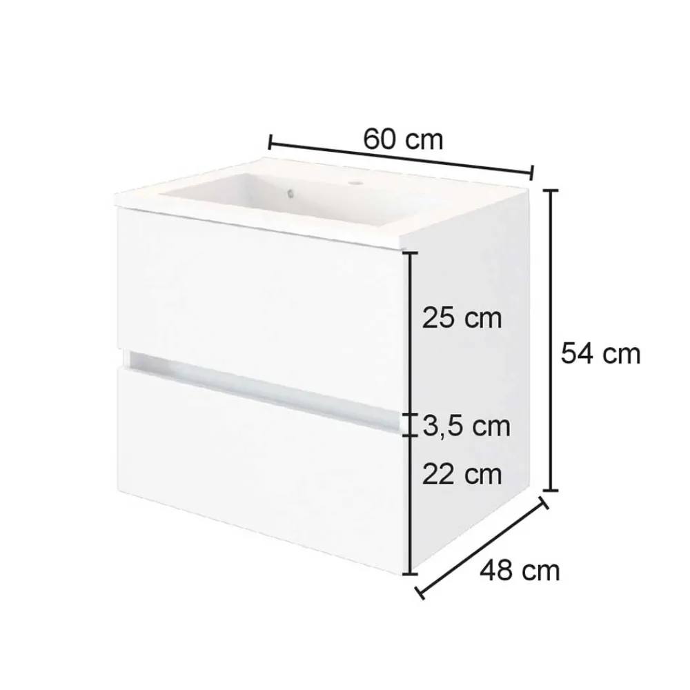 Wohnen Waschtisch|Waschbeckenunterschränke*Kompletter Waschtisch in drei Breiten - Maklesa