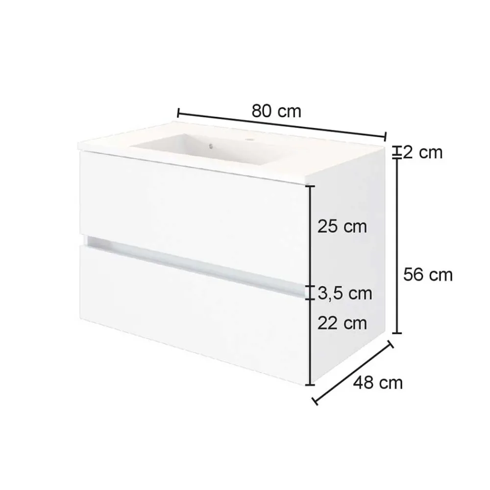 Wohnen Waschtisch|Waschbeckenunterschränke*Kompletter Waschtisch in drei Breiten - Maklesa