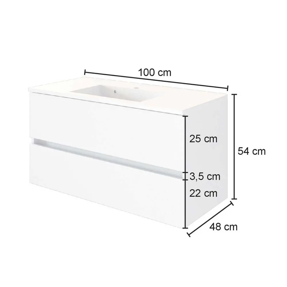 Wohnen Waschtisch|Waschbeckenunterschränke*Kompletter Waschtisch in drei Breiten - Maklesa