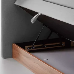 Wohnen Komplettes Stauraumbett in Grau & Walnuss - Lenns