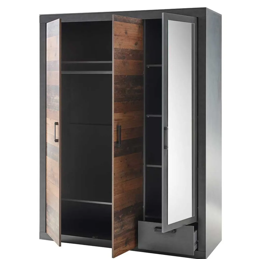 Wohnen Schlafzimmer Komplett*Komplett-Schlafzimmer Industry Stil - Timuras (vierteilig)