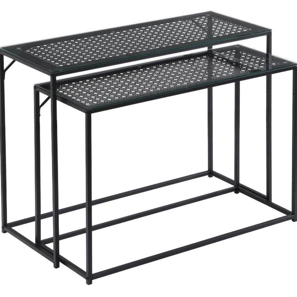 Wohnen Glasmöbel|Tische*Konsolentisch Duo in Schwarz - Panfreda (zweiteilig)