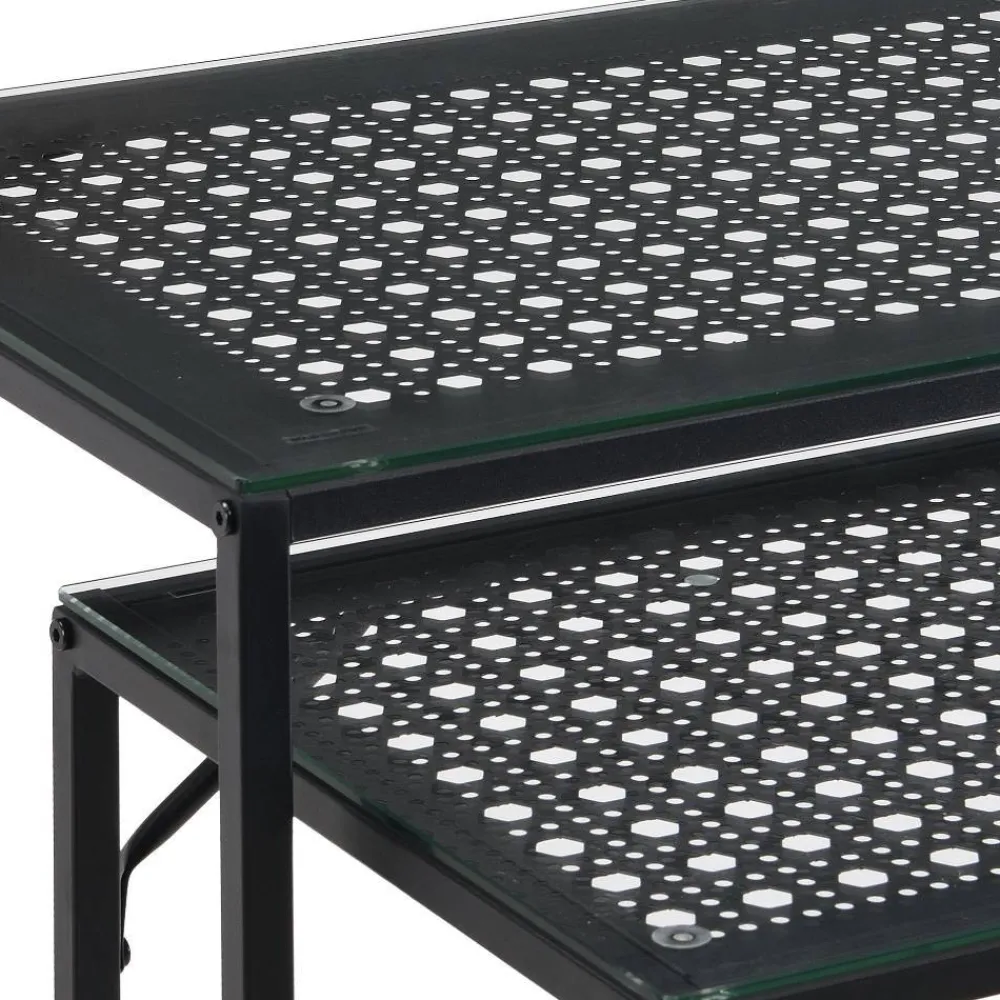 Wohnen Glasmöbel|Tische*Konsolentisch Duo in Schwarz - Panfreda (zweiteilig)