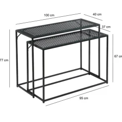 Wohnen Glasmöbel|Tische*Konsolentisch Duo in Schwarz - Panfreda (zweiteilig)