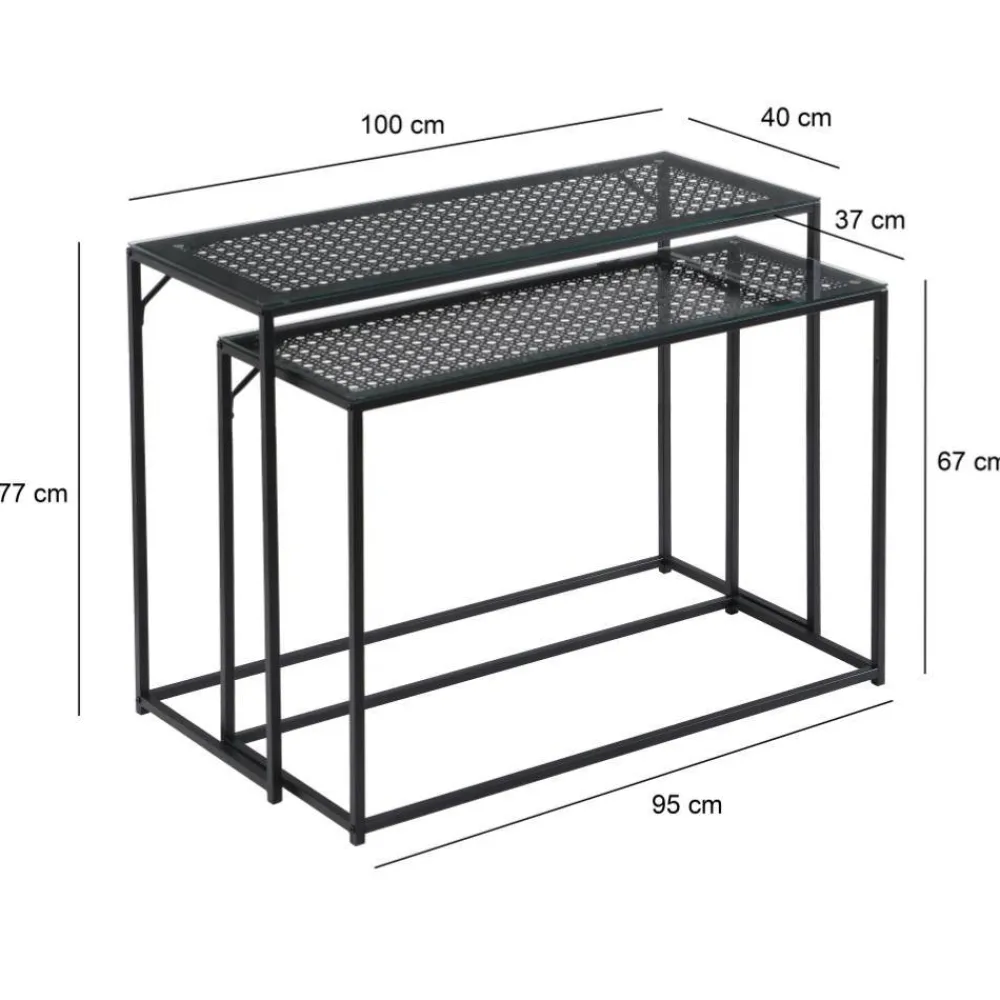 Wohnen Glasmöbel|Tische*Konsolentisch Duo in Schwarz - Panfreda (zweiteilig)