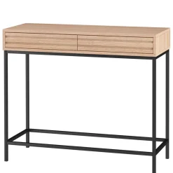 Wohnen Telefontische*Konsolentisch in Eiche Optik und Schwarz - Lunira