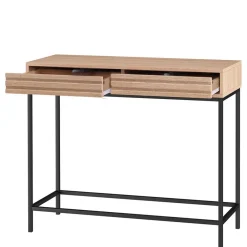 Wohnen Telefontische*Konsolentisch in Eiche Optik und Schwarz - Lunira